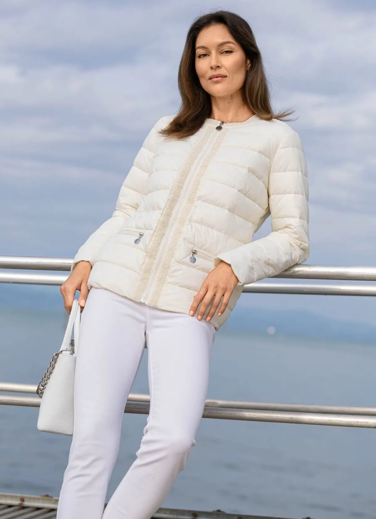 Clearance BADER Jacke mit dekorativer Perlenzier ECRU