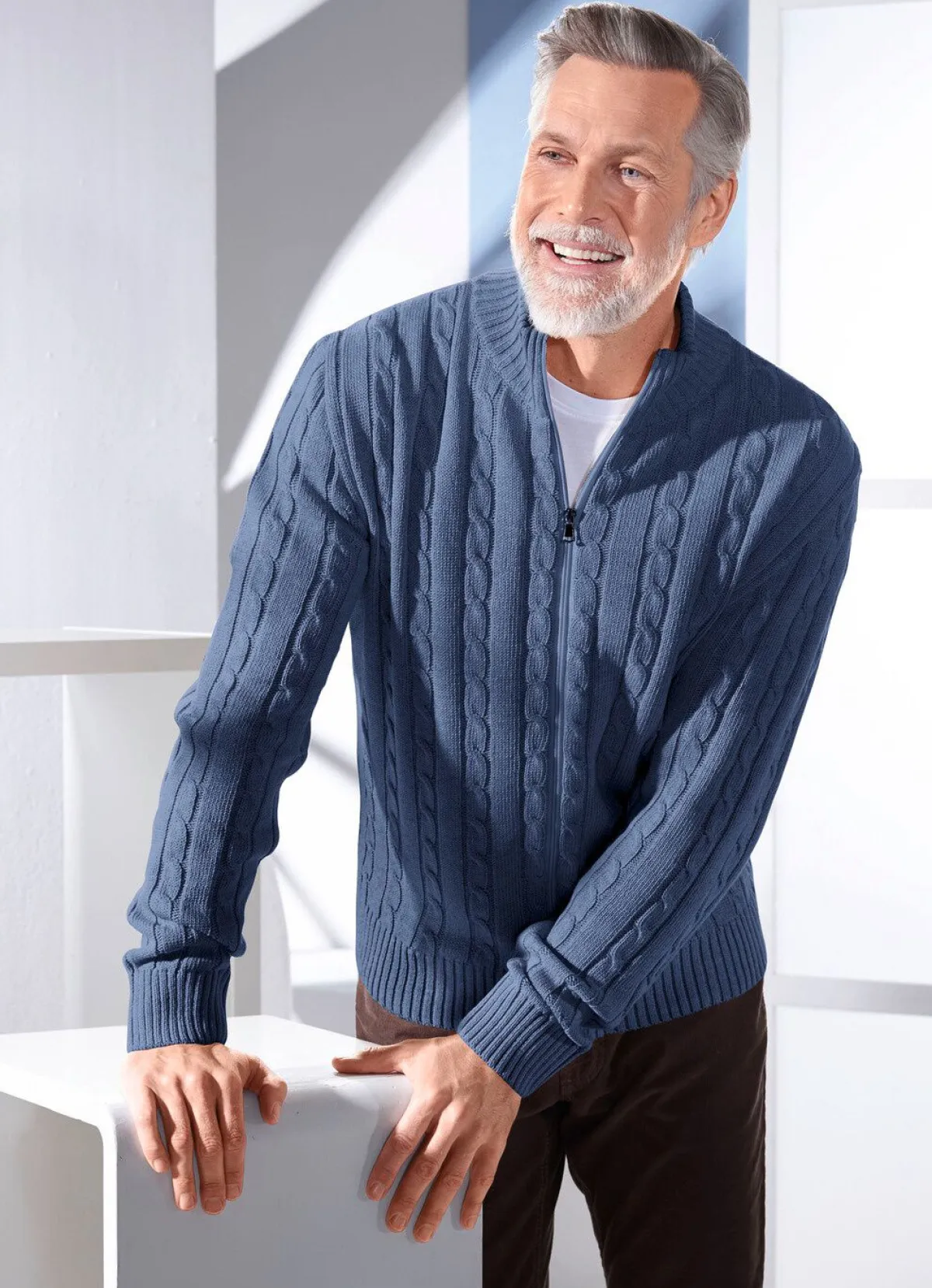 Sale BADER Jacke mit durchgehendem Reißverschluss in 5 Farben JEANSBLAU