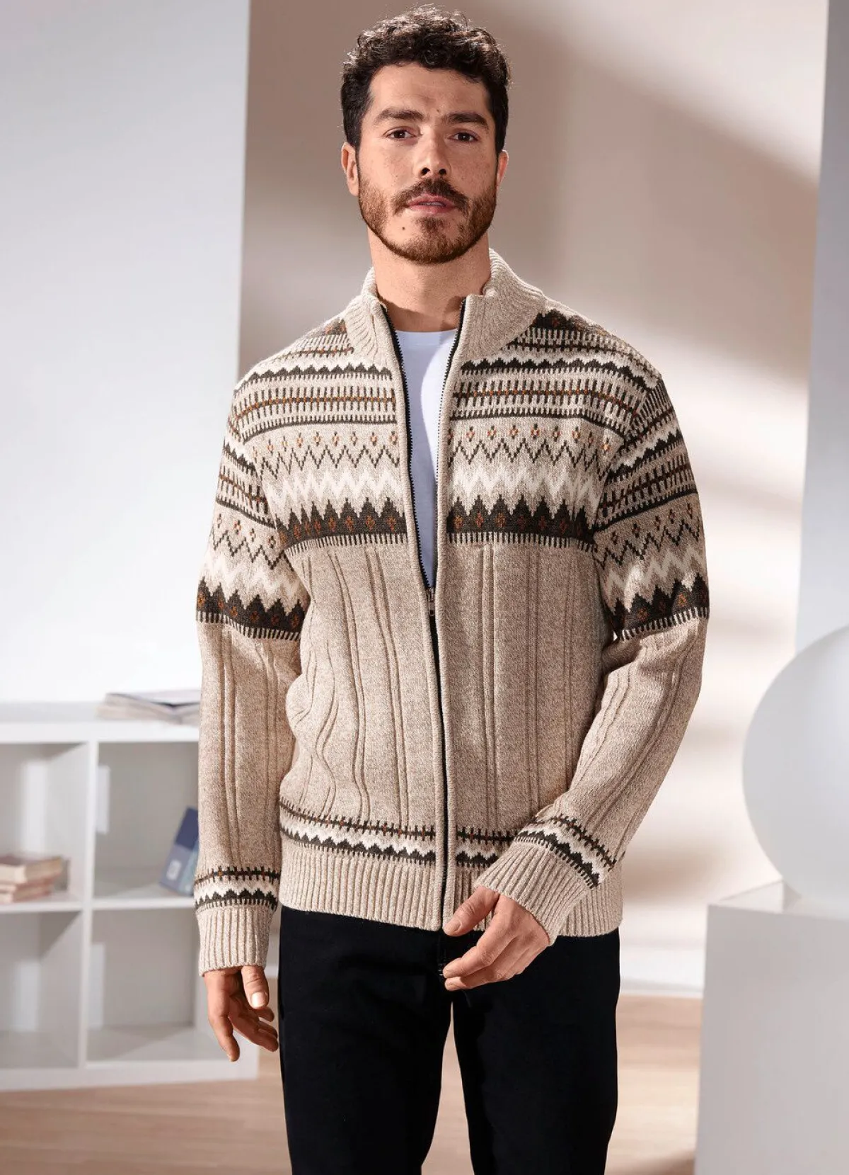Best BADER Jacke mit durchgehendem Reißverschluss BEIGE-BRAUN MELIERT