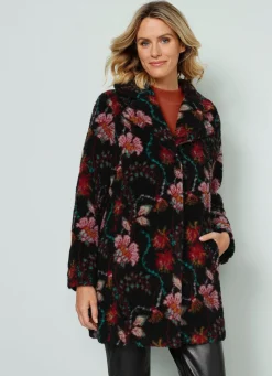 Best BADER Jacke mit Floralprint SCHWARZ-ROT-GELB