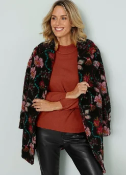 Best BADER Jacke mit Floralprint SCHWARZ-ROT-GELB
