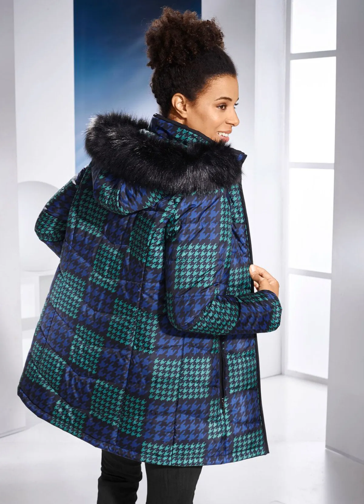 Clearance BADER Jacke mit Hahnentritt-Dessin GRÜN-BLAU-SCHWARZ