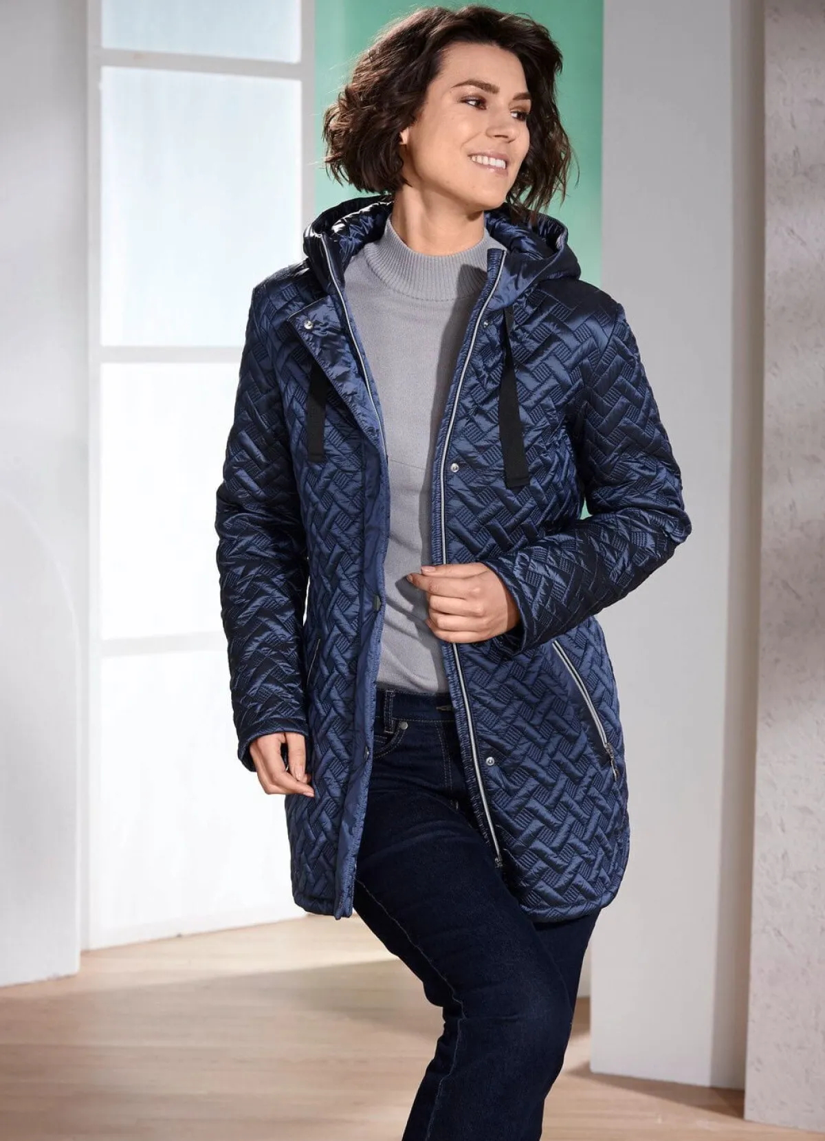 Online BADER Jacke mit interessanter Steppung BLAU