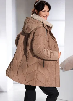 Best BADER Jacke mit Kunstpelz-Besatz am Kragen HASELNUSS