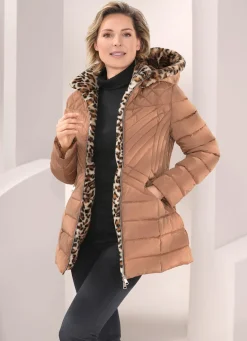 Outlet BADER Jacke mit Kunstpelz-Innenausstattung in der Kapuze GOLDBEIGE
