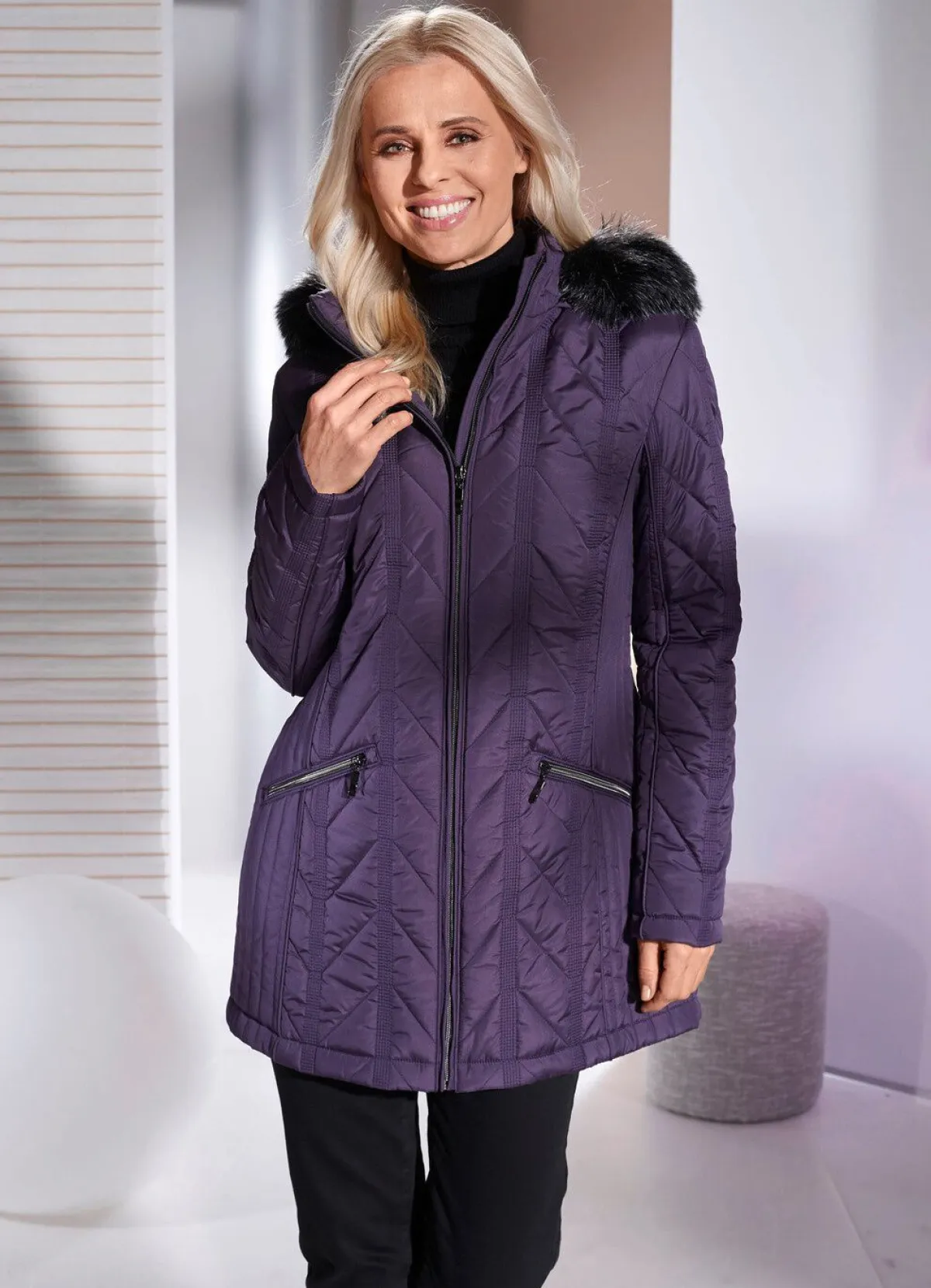 New BADER Jacke mit Längssteppung seitlich LILA
