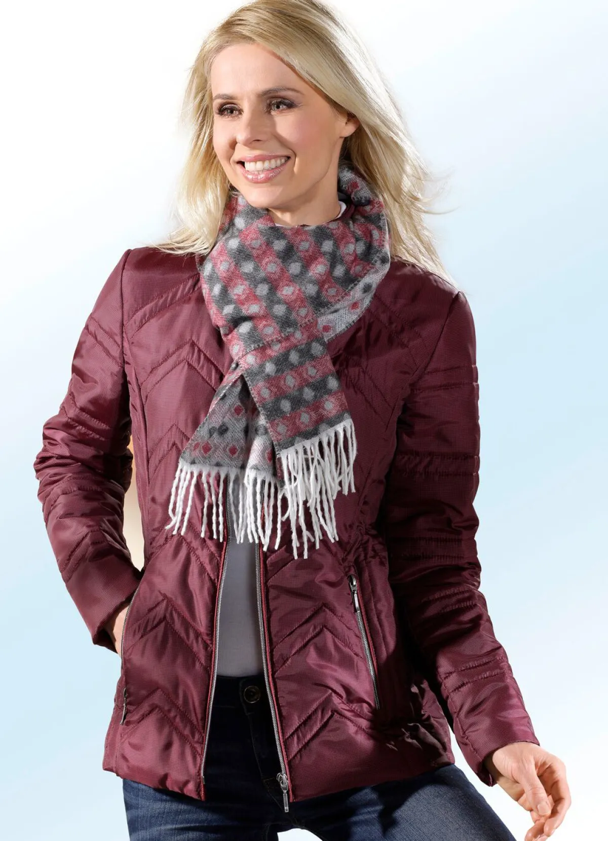 Best BADER Jacke mit seitlicher Längssteppung BURGUND-SCHWARZ