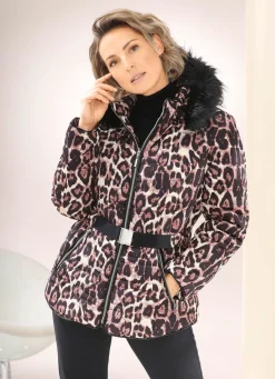 Discount BADER Jacke mit Stretchgürtel SCHWARZ-COGNAC