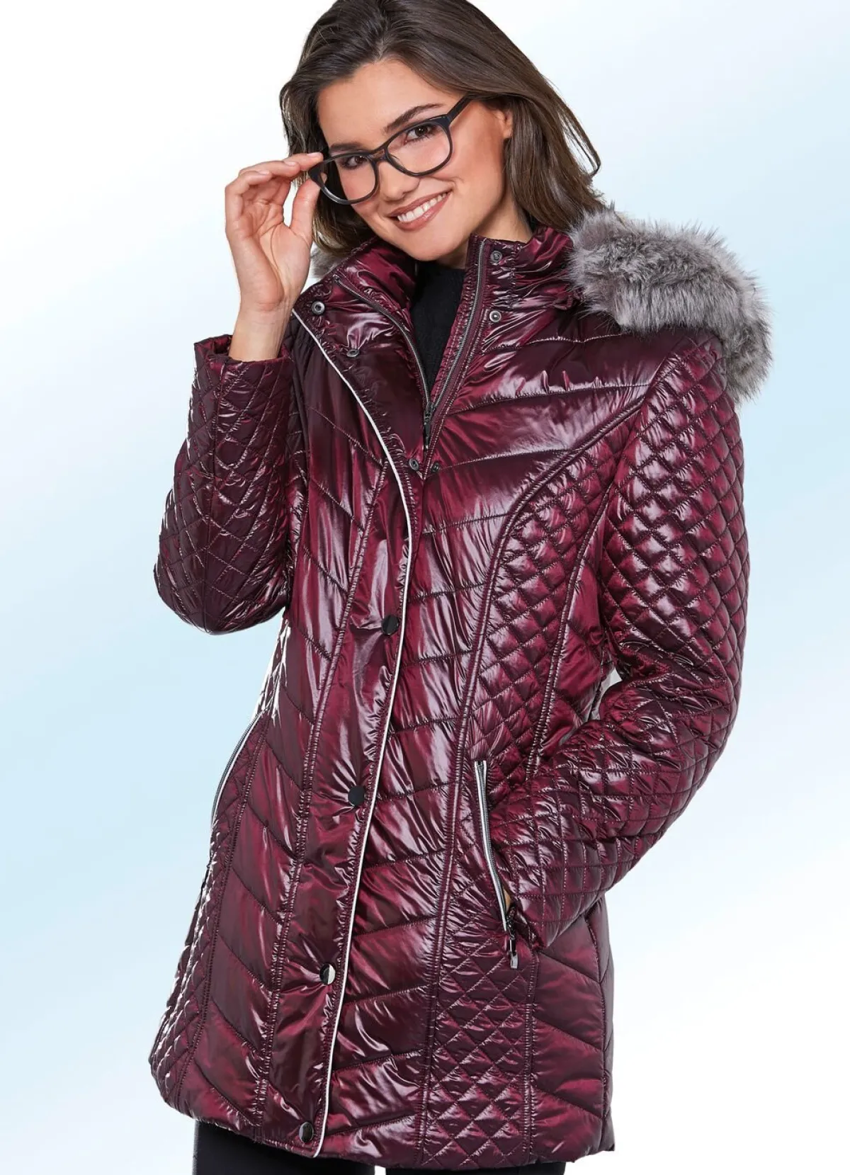 Discount BADER Jacke mit weißer Kontrastpaspelierung BORDEAUX