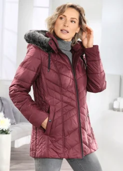 Hot BADER Jacke mit abnehmbarem Kunstpelz-Besatz an der Kapuze BORDEAUX
