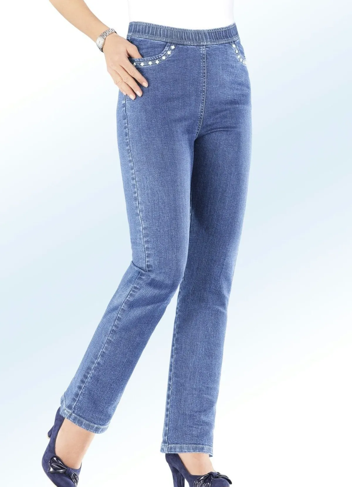 Hot BADER Jeans in komfortabler Schlupfform HELLBLAU