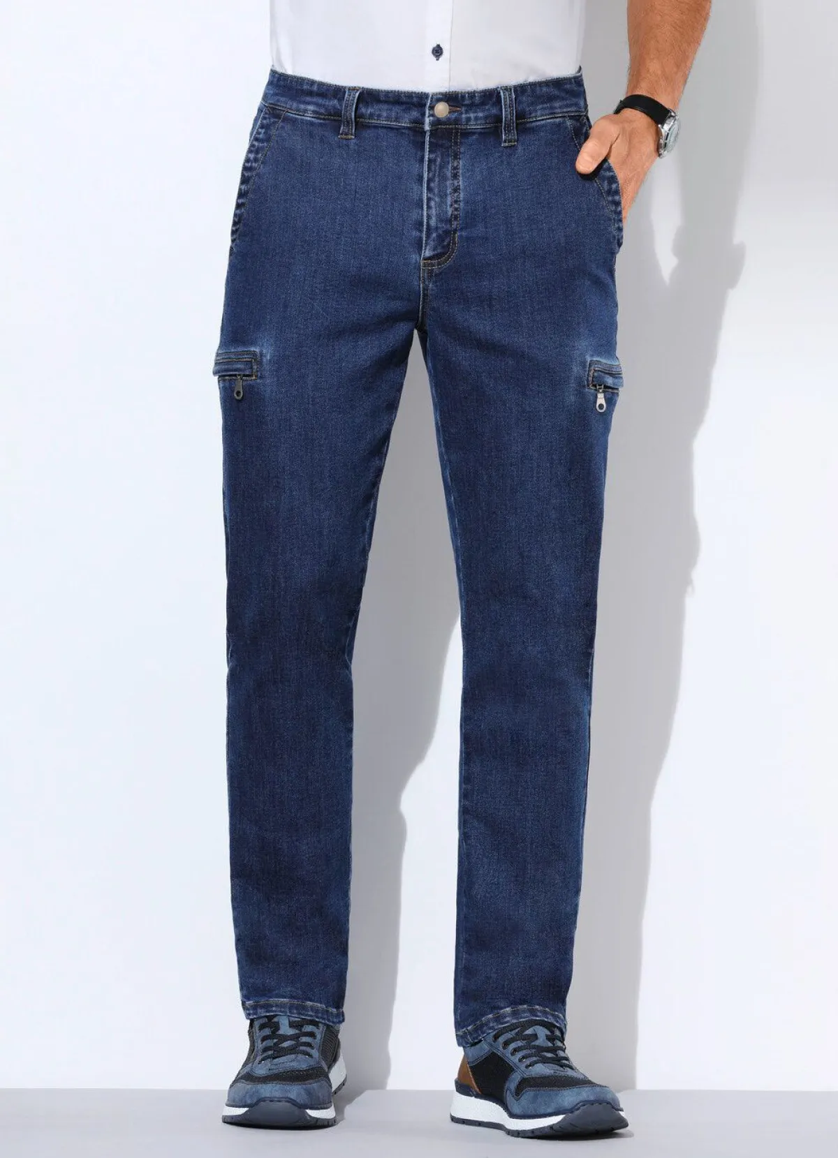 Hot BADER Jeans mit Cargotaschen in 2 Farben JEANSBLAU