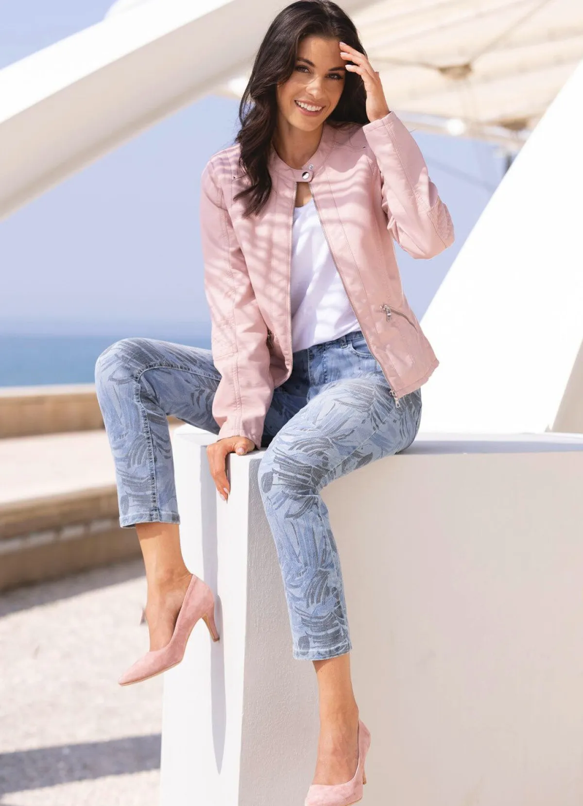 Discount laurakent Jeans mit floralem Druck JEANSBLAU