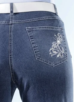 Clearance BADER 7/8-Jeans mit floraler Stickerei JEANSBLAU