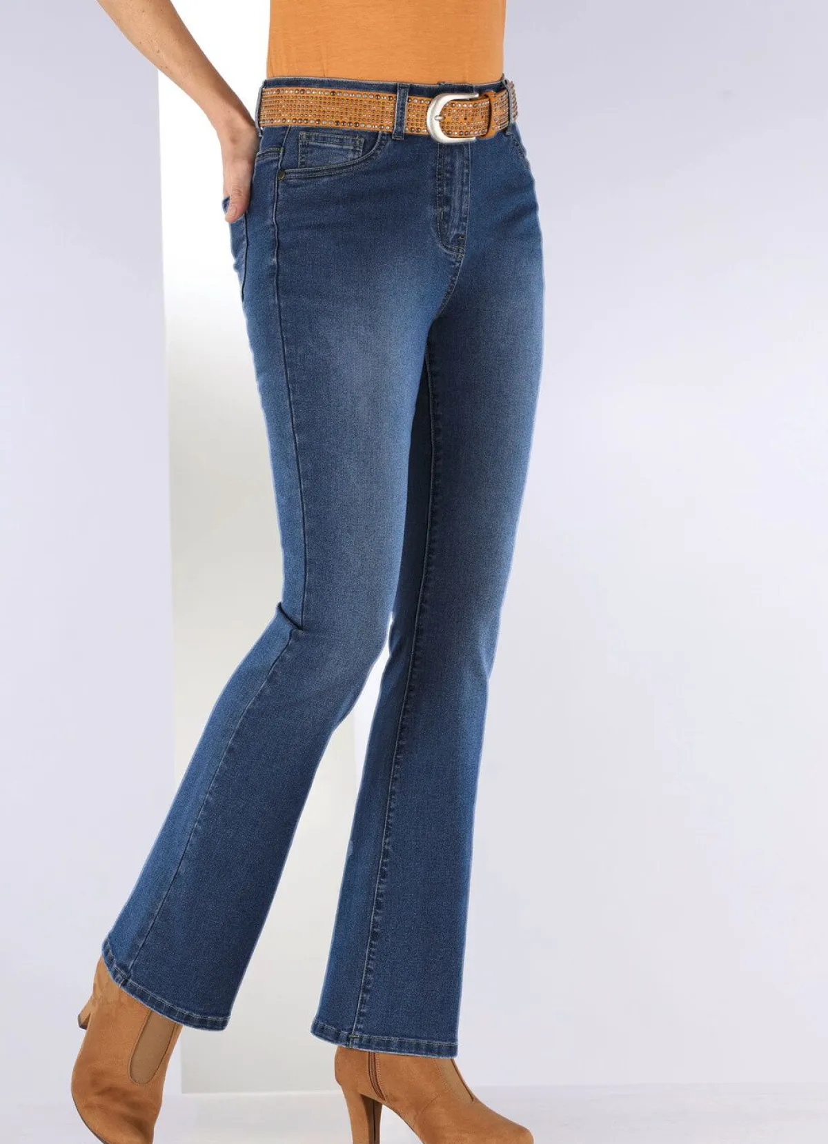 BADER Jeans mit leicht ausgestellter Beinweite DUNKELBLAU