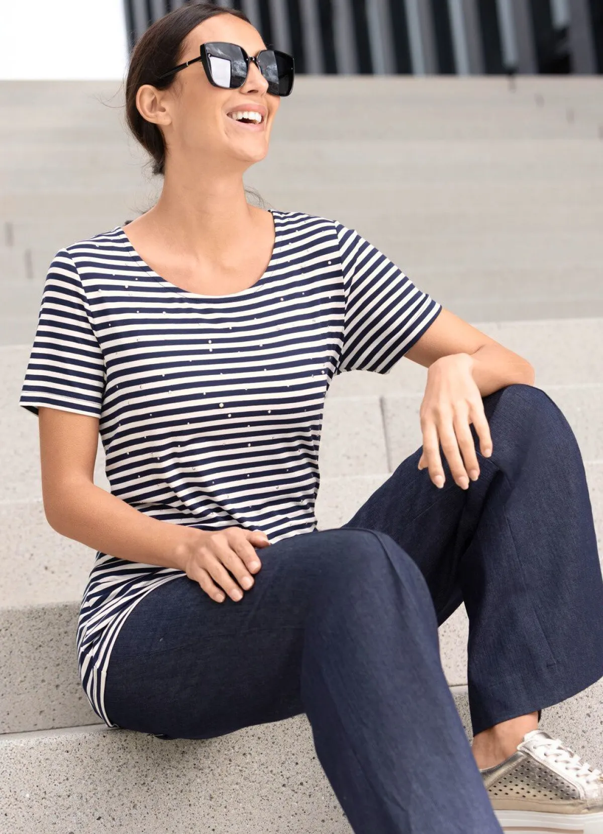 Clearance BADER Jeans mit leicht ausgestellter Beinweite DUNKELBLAU
