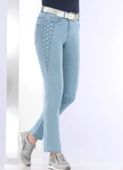 Outlet BADER Jeans mit schöner Stickerei HELLBLAU