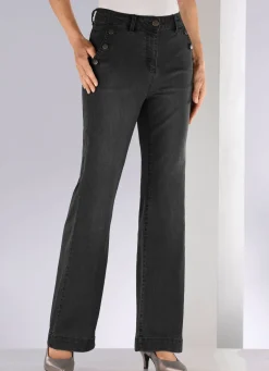 Sale BADER Jeans mit trendigen Zierknöpfen SCHWARZ