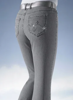 Discount ASCARI Jeans verziert mit funkelnden Strasssteinen HELLGRAU