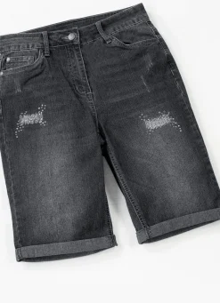 Sale BADER Jeans-Bermudas mit tollen Used-Effekten ANTHRAZIT