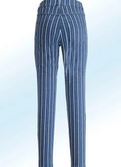 Sale BADER Jeans in aparter Streifendessinierung JEANSBLAU-ECRU