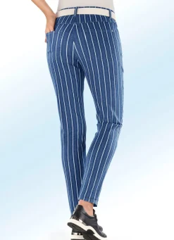 Sale BADER Jeans in aparter Streifendessinierung JEANSBLAU-ECRU