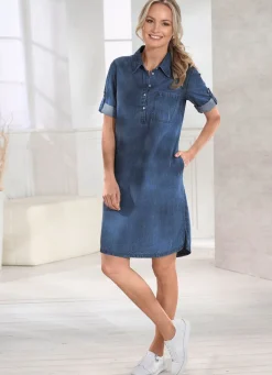 Sale BADER Jeans-Kleid mit Hemdkragen DUNKELBLAU