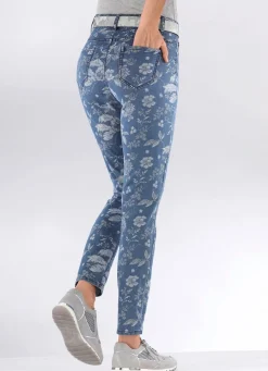Sale BADER Jeans mit floraler Dessinierung JEANSBLAU-BLAU