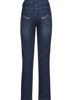 Discount BADER Jeans mit schönen Stickereien und funkelnden Strassteinen DUNKELBLAU