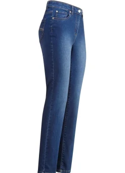 Online BADER Jeans mit schönen Stickereien und funkelnden Strassteinen JEANSBLAU