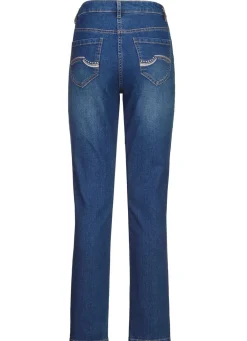 Online BADER Jeans mit schönen Stickereien und funkelnden Strassteinen JEANSBLAU