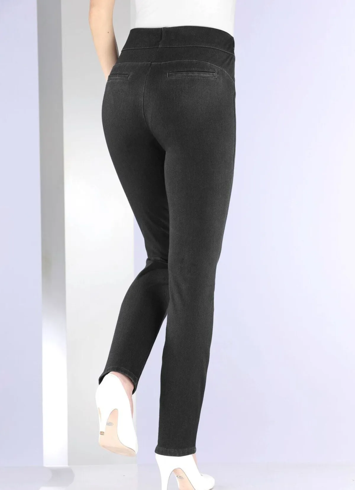 Discount COSMA Jersey-Hose in Denim-Optik SCHWARZ
