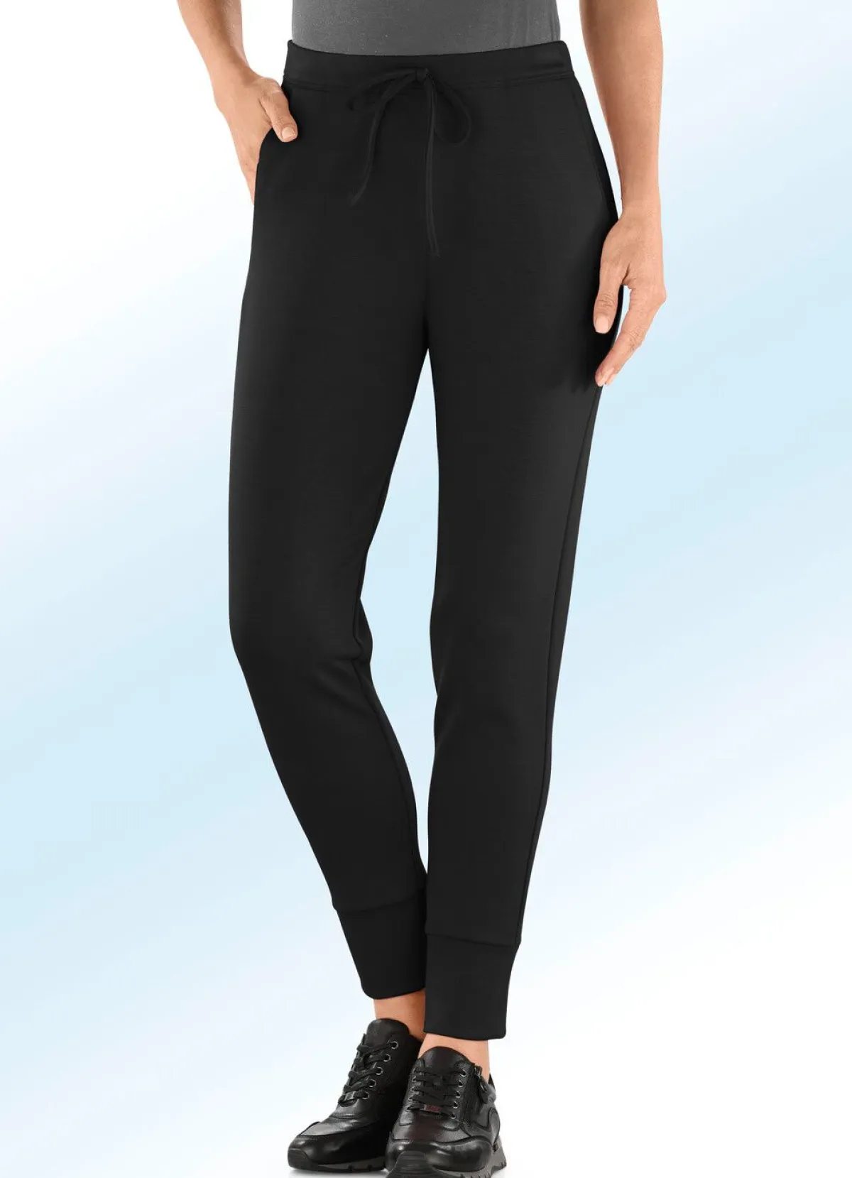 Clearance KLAUS MODELLE MADE IN GERMANY Jerseyhose im stadttauglichen Joggpant-Style SCHWARZ