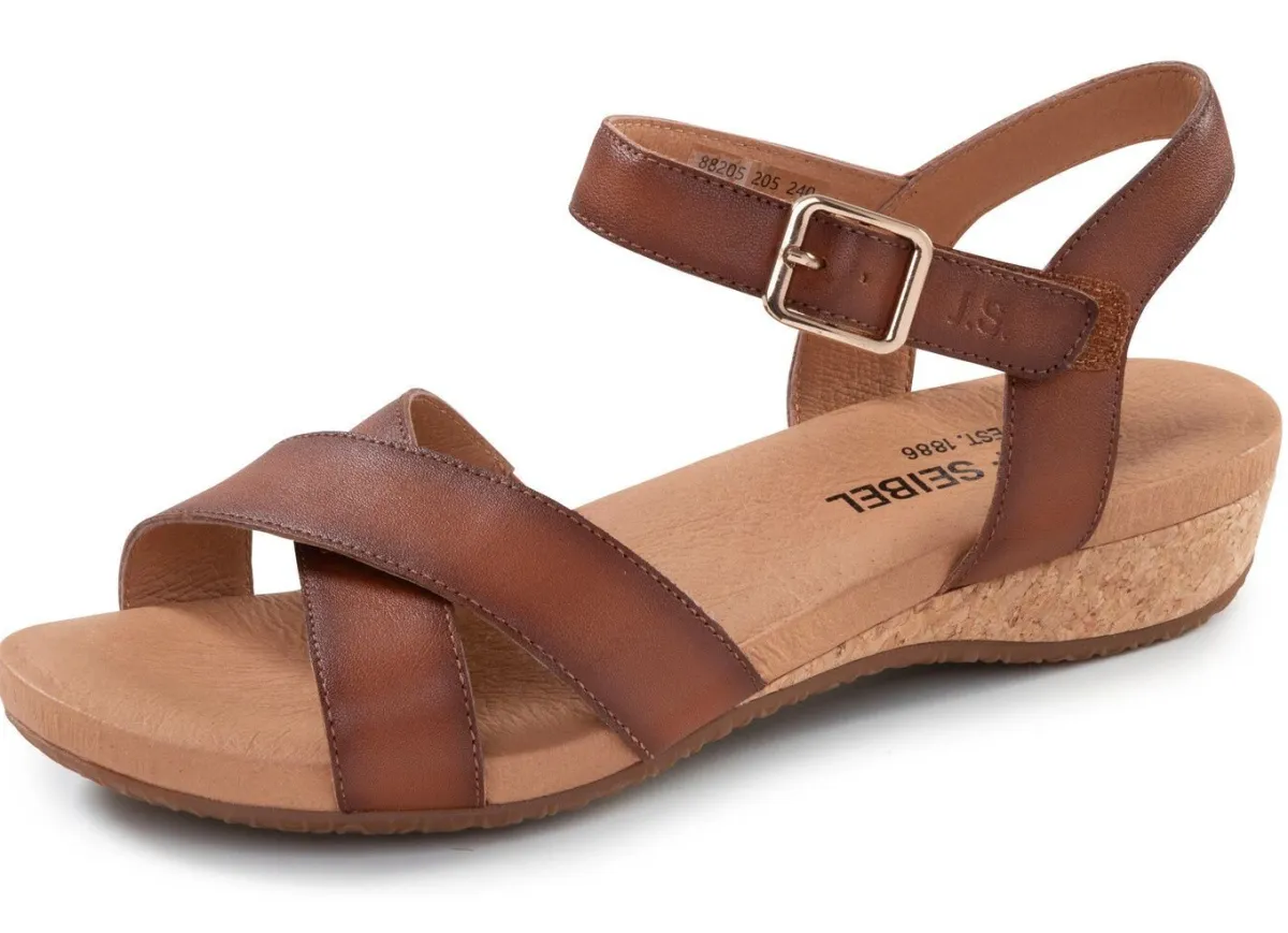 JOSEF SEIBEL , leichte Damen-Sandalen, Weite G, aus Leder CAMEL