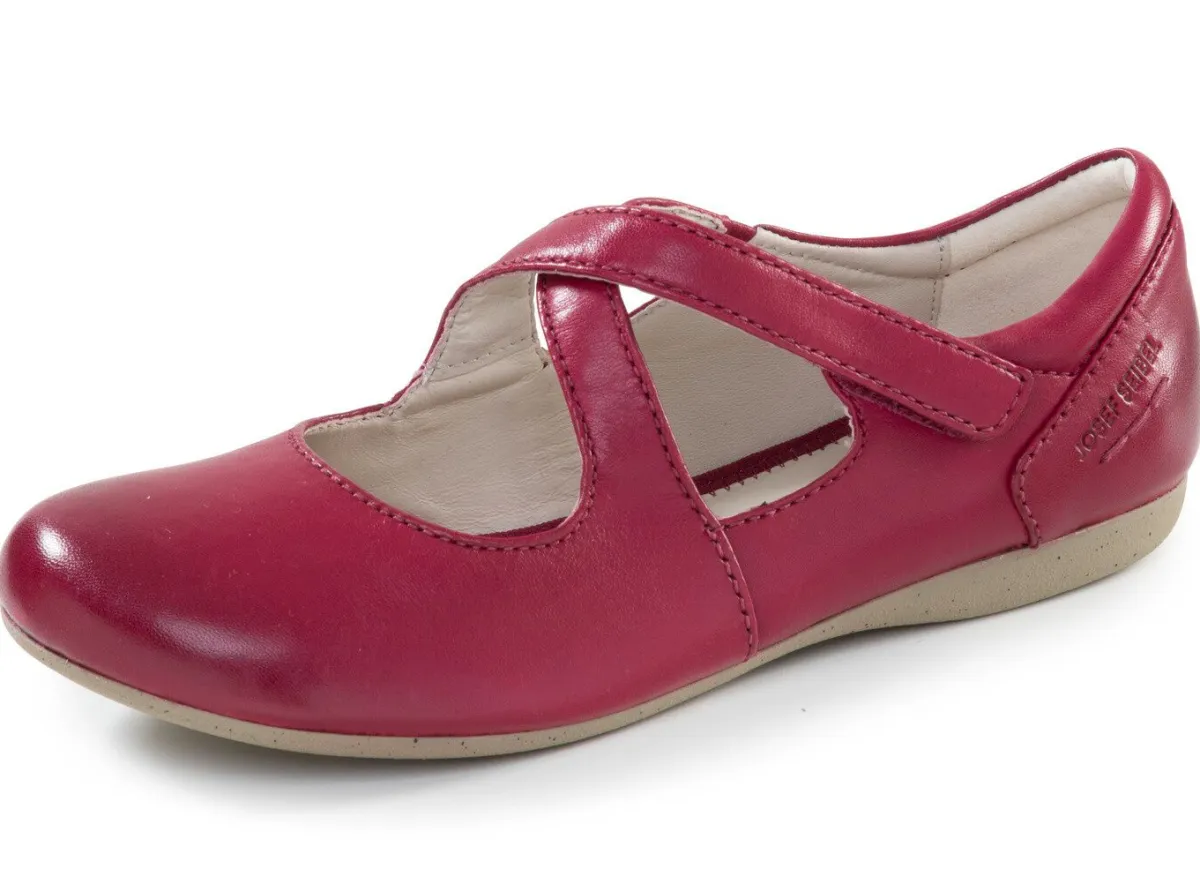 Hot JOSEF SEIBEL , schicke Damen-Spangenschuhe, Weite G, mit herausnehmbarem Fußbett KIRSCHROT