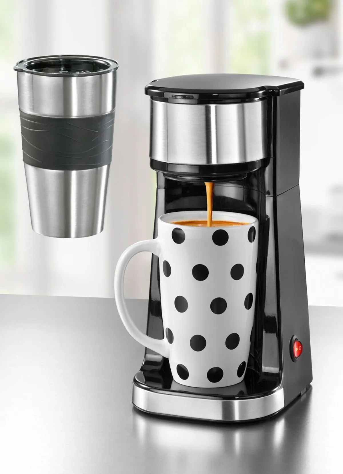 Discount BADER Kaffeemaschine Inkl. Thermo- und Keramikbecher SCHWARZ