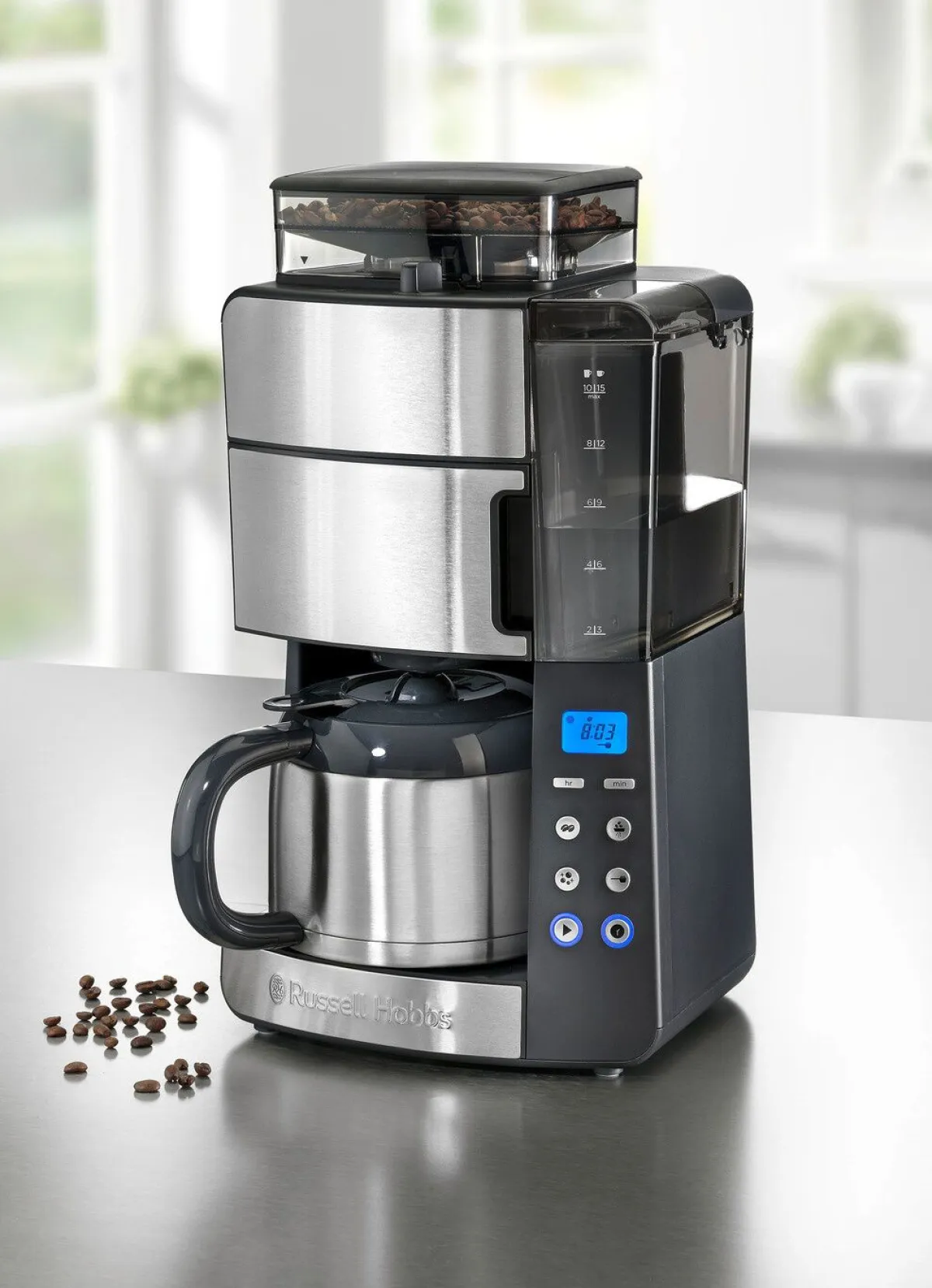 New RUSSELL HOBBS Kaffeemaschine mit Kegelmahlwerk SCHWARZ-SILBER