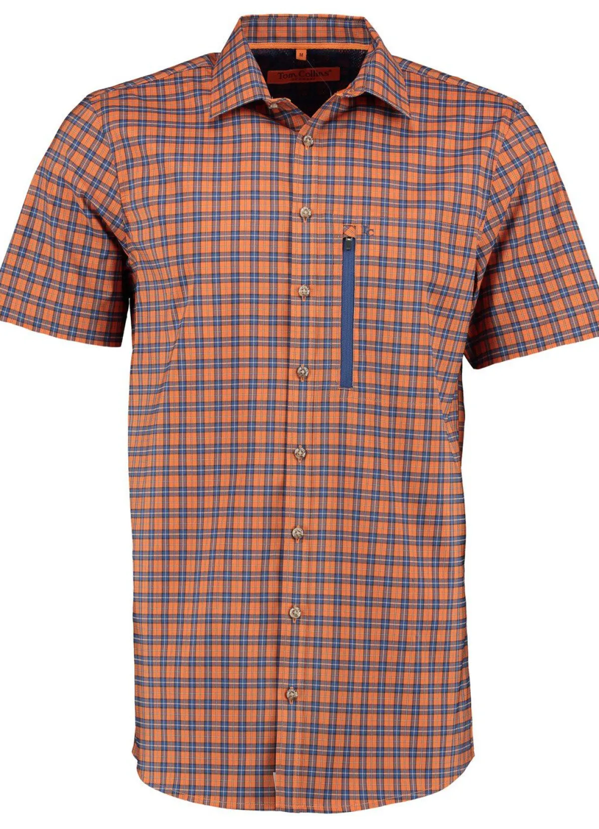 Best BADER Kariertes Funktions-Hemd in 3 Farben ORANGE-MARINE KARIERT