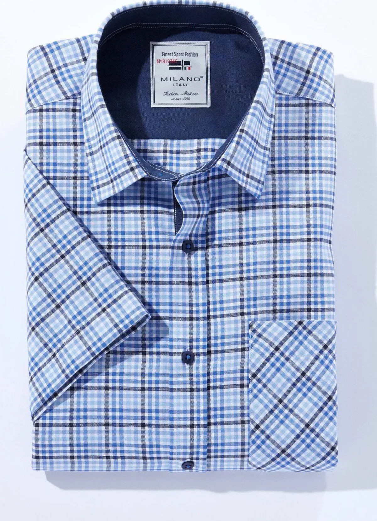 New MILANO ITALY Kariertes ""-Hemd in 4 Farben BLEU-BLAU KARIERT