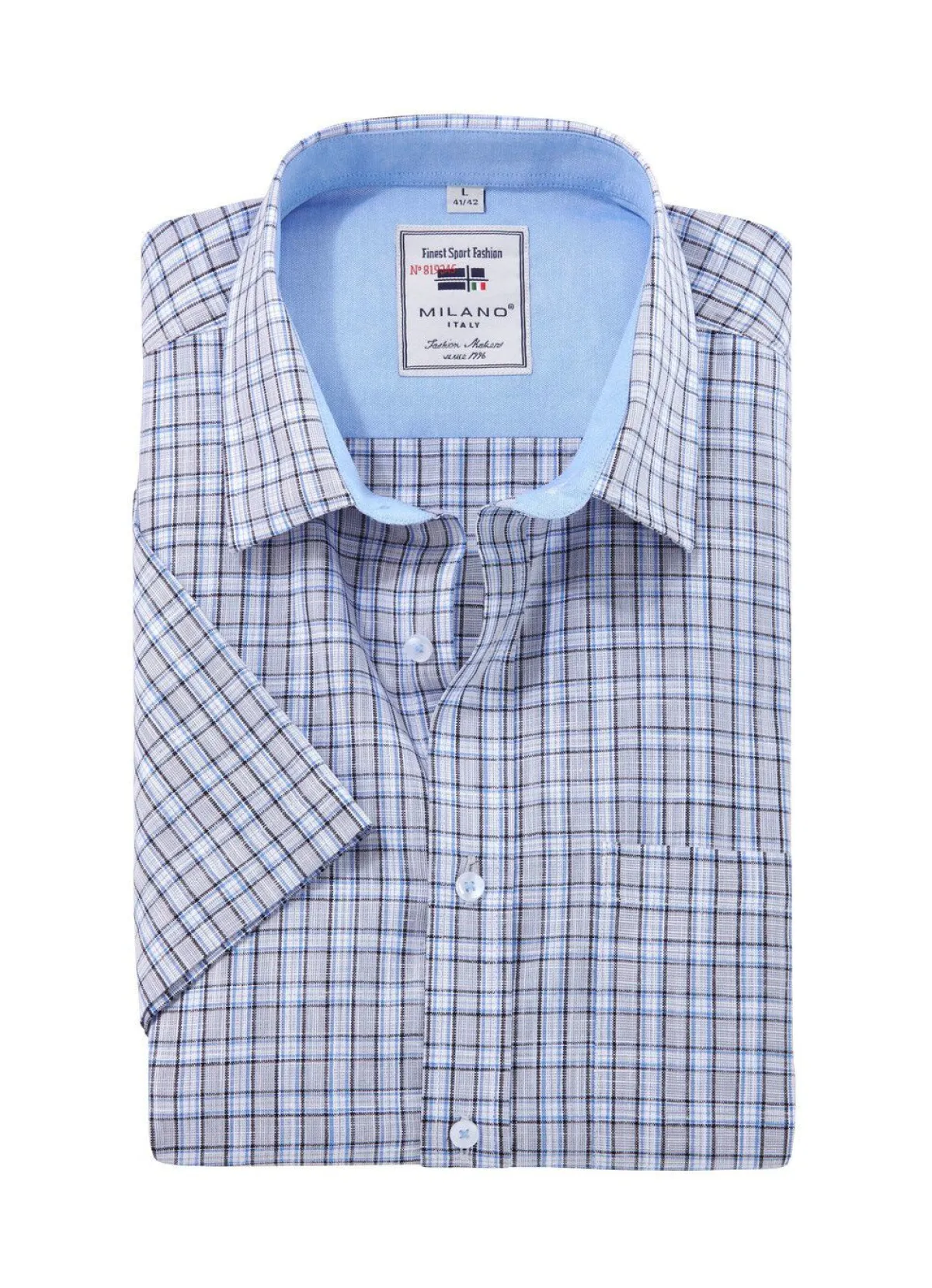 Outlet MILANO ITALY Kariertes ""-Hemd in 4 Farben HELLGRAU KARIERT