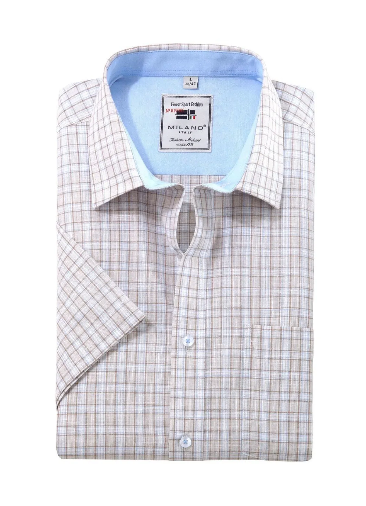 Clearance MILANO ITALY Kariertes ""-Hemd in 4 Farben BEIGE KARIERT
