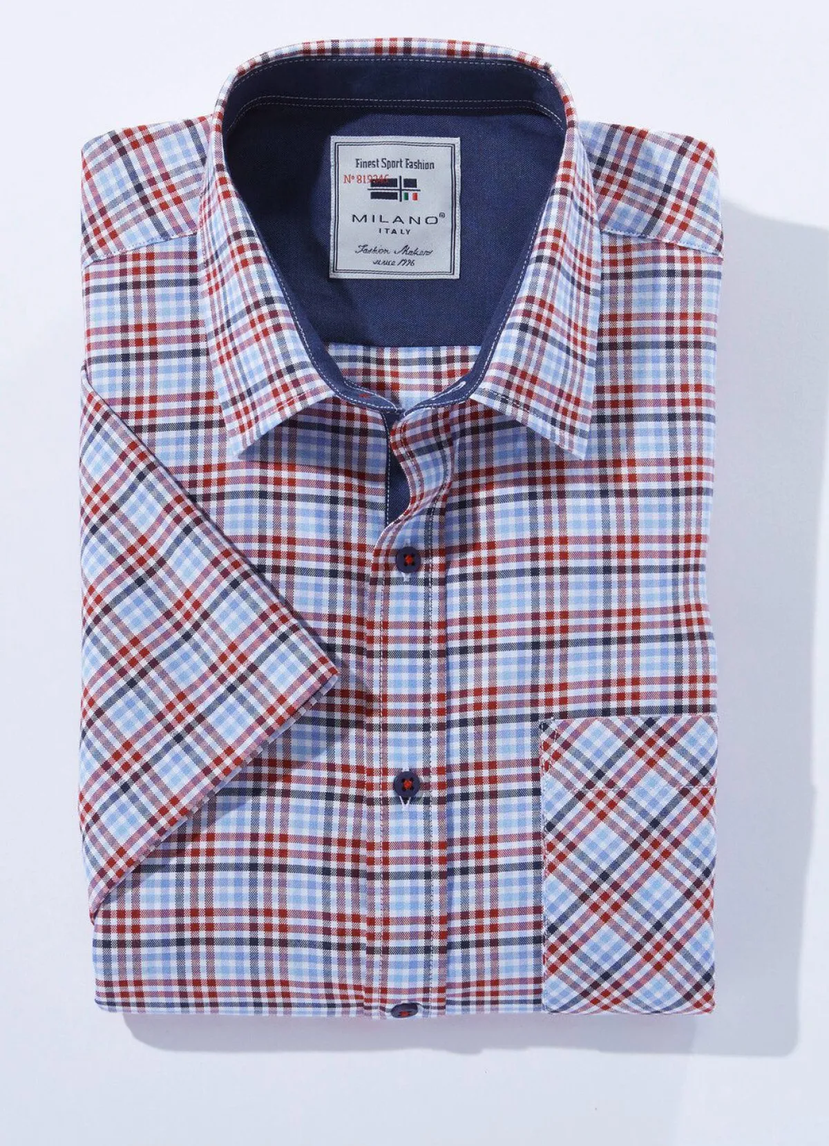Clearance MILANO ITALY Kariertes ""-Hemd in 4 Farben