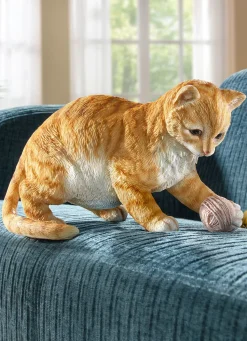 Best BADER Katze mit Wollknäuel ORANGE-WEISS