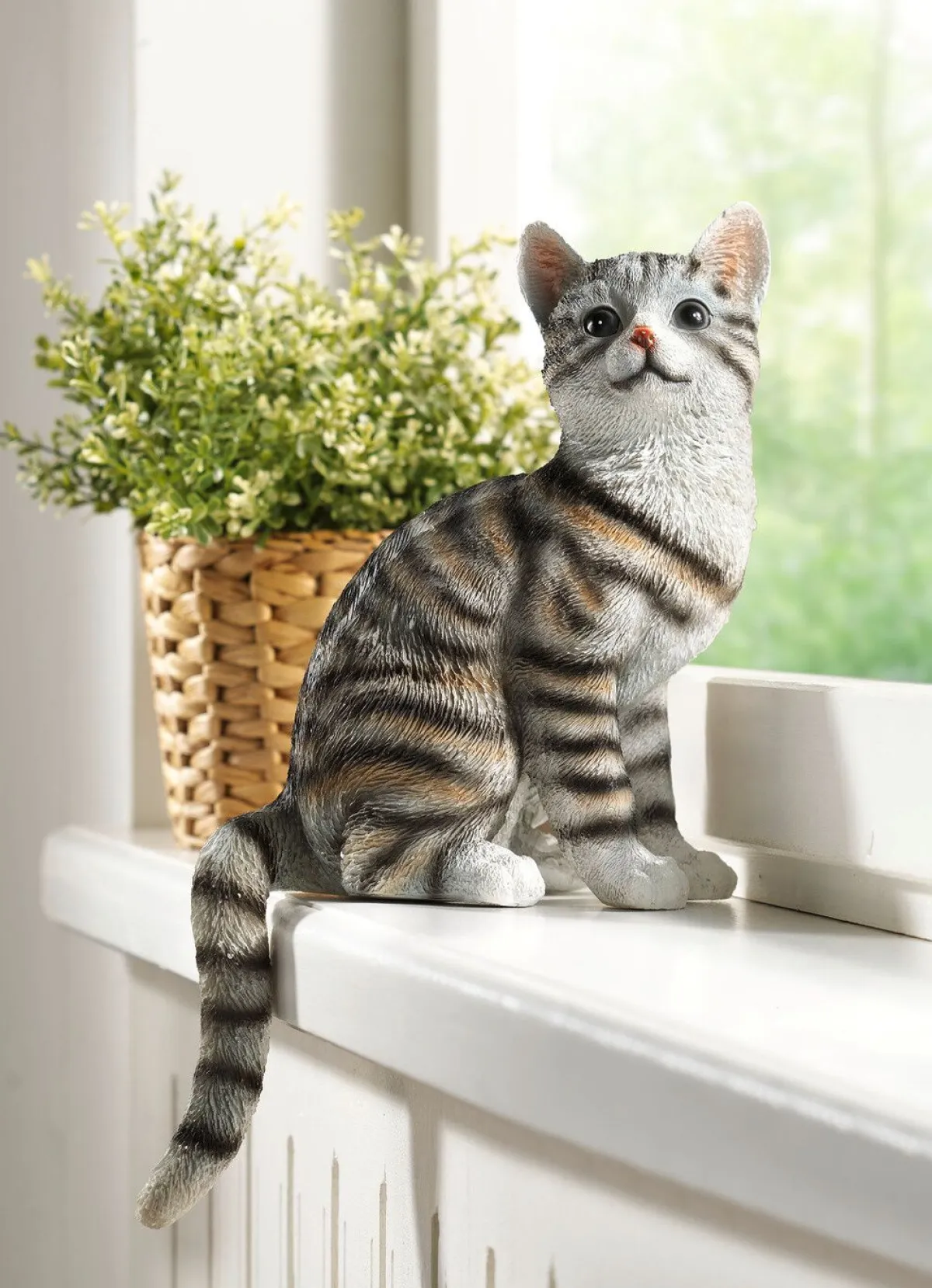 BADER Katze von Hand bemalt GRAU-SCHWARZ