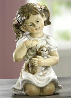 Best BADER Kinder mit Haustier von Hand bemalt CREME