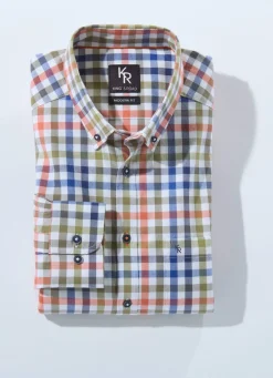 BADER "King's Road"-Hemd mit Button-Down-Kragen in 4 Farben GRÜN-BLAU-ECRU KARIERT
