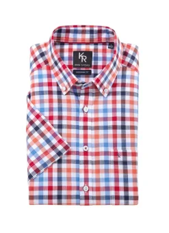 Sale BADER "King's Road"-Hemd mit Button-Down-Kragen in 4 Farben ROT-BLAU KARIERT