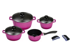 Clearance BADER "KING" 9-teiliges Aluguss-Kochtopf-Set mit FUSION® keramischer Antihaftbeschichtung BEERE
