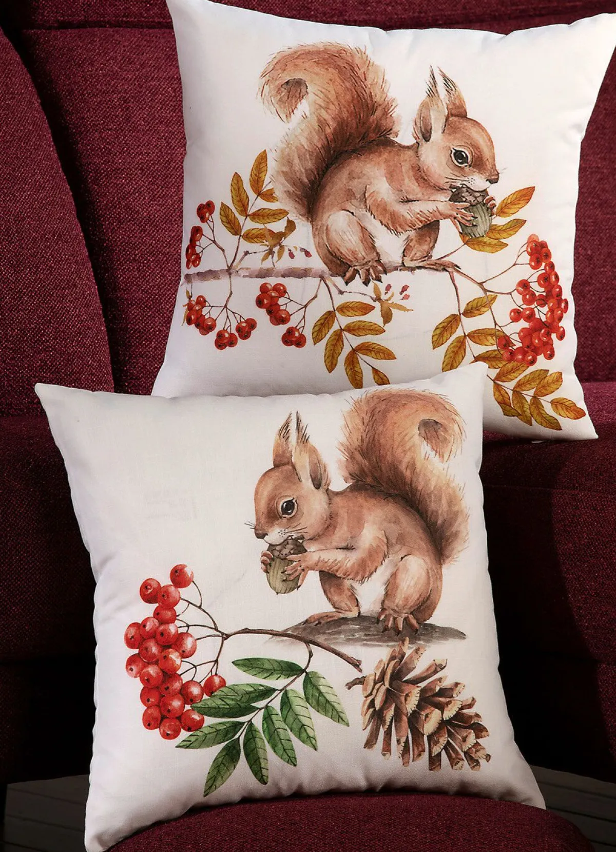Discount BADER Kissenbezüge mit Eichhörnchen-Motiven BUNT