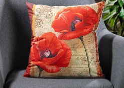 Discount BADER Kissenbezug mit Mohnblumen-Motiven BUNT